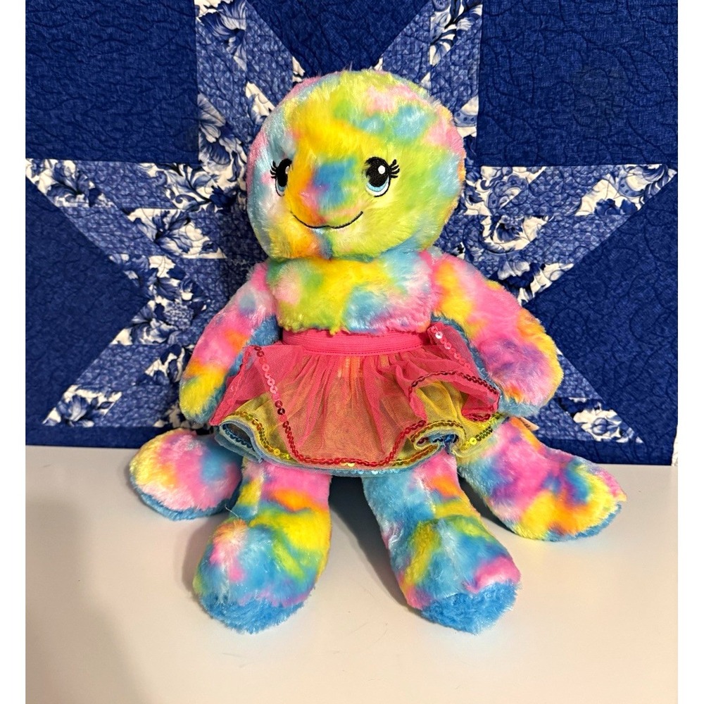 Build-A-Bear Workshop Rainbow Tie-Dye Octopus Plush Tutu Washable 2020 429910